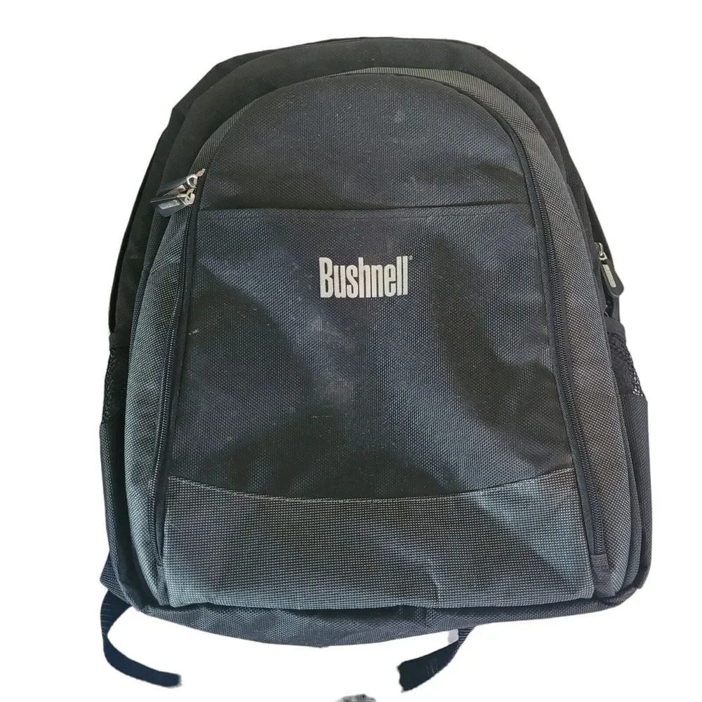 Bushnell Standard Backpack Padded Interior Multi Pockets Black Canvas White Logo